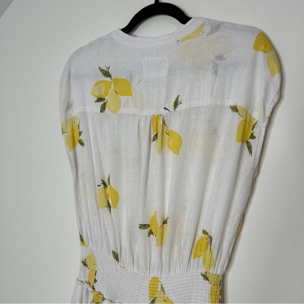Rails Angelina Double-Tiered Linen Mini Dress In Citronnade Lemon Print XS - Picture 7 of 11